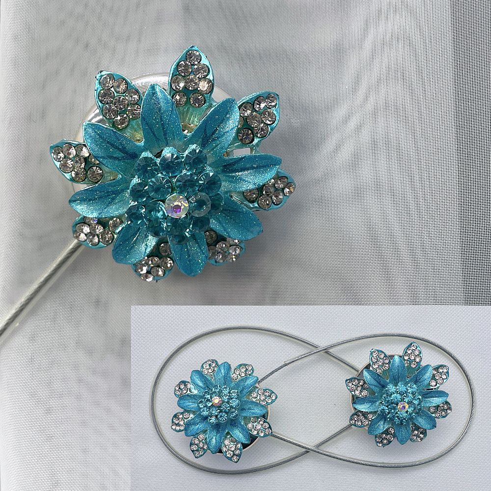 Магніти для штор та гардин "Flowers" набір 2 шт Блакитний (81-224) Київ - фото 1