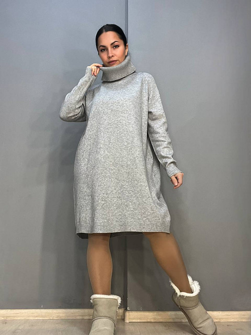 Сукня жіноча LES ETOILES CLAIRES 8178 светр оверсайз комір хомут one size, сірий, one size Київ - фото 10