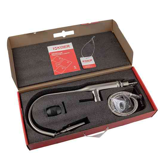 Кухонний змішувач з висувним виливом KOER KI-70004-02 (нерж. сталь) (KR3385) Київ