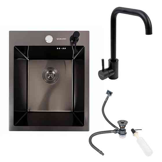 VALESO Комплект: Кухонна мийка VALESO Handmade 40*50 PVD чорна (3.0/0.8) + Змішувач VALESO BG77 Коломыя