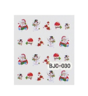 Новогодние наклейки на ногти Дед Мороз и Снеговики - размер наклейки 5*6см, инструкция есть в описании товара Киев - изображение 1