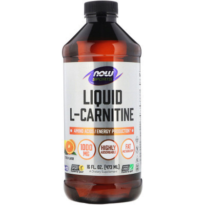 Амінокислота Now Foods L-Карнітін Рідкий з Цитрусовим Смаком, L-Carnitine, 1000 мг, (NOW-00065) Вінниця - фото 1