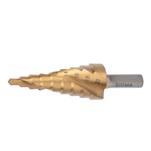 Свердло по металу d4-12мм HSS-TIN титан ступіньчате спіральна канавка крок 2мм SIGMA Житомир