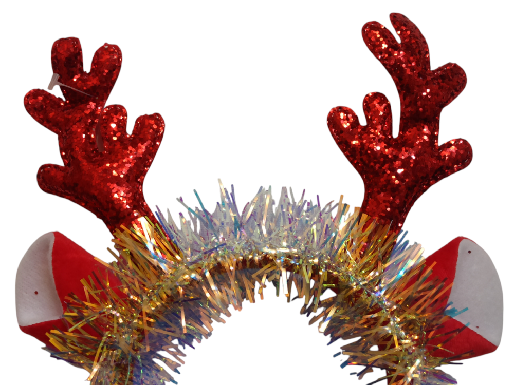 Новогодний блестящий обруч Рожки с ушками на голову one size красный Киев - изображение 3