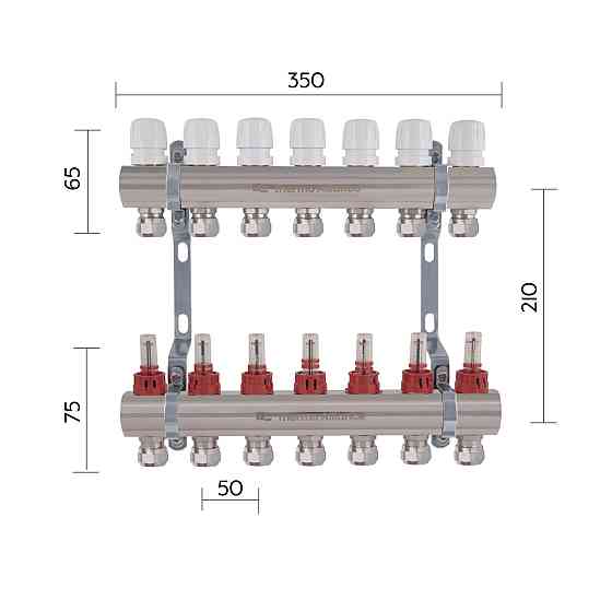 Коллектор латунный с расходомерами и евроконусами Thermo Alliance Standart 1