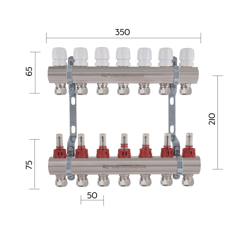Коллектор латунный с расходомерами и евроконусами Thermo Alliance Standart 1