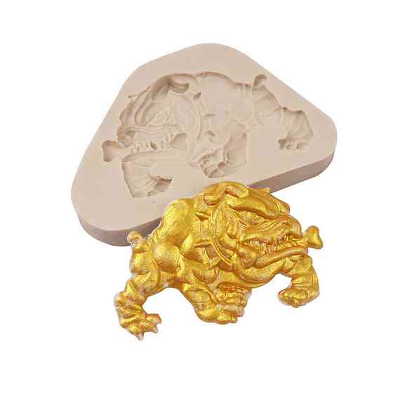 Силикновая форма собака Бульдог 105 на 69 мм серый Киев