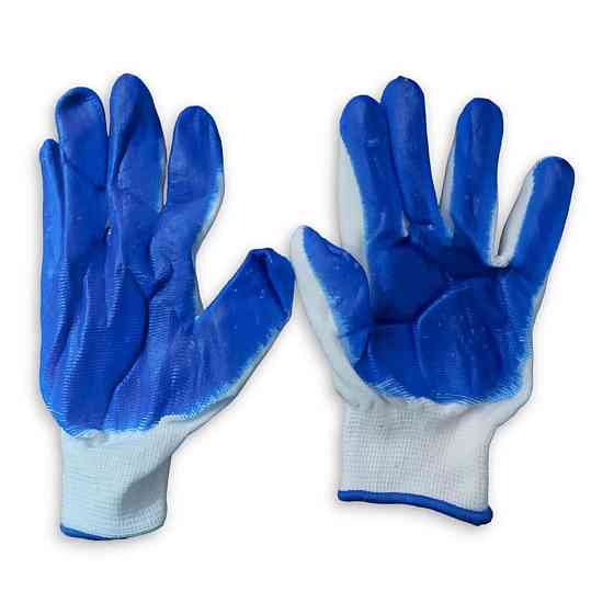 Рукавички робочі господарські стрейч латекс залиті Сині Харків