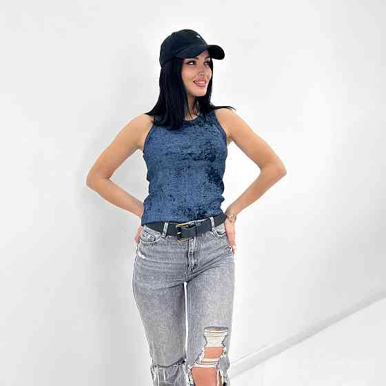 Трикотажная женская майка тай-дай Design 46-48, Темно-синий Киев