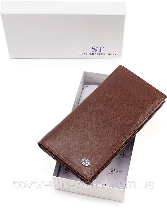 Коричневий чоловічий гаманець купюрник на магнітах з гладкої шкіри ST B152 Київ - фото 6