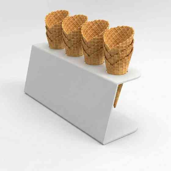 Підставка EKOSTAR для вафельного ріжка на 4шт. Біла. Акрил 3 мм Київ