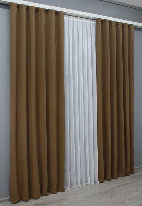 Шторна жакардова тканина, колекція "Ібіца" висота 2,8м колір коричневий 698ш Київ - фото 5