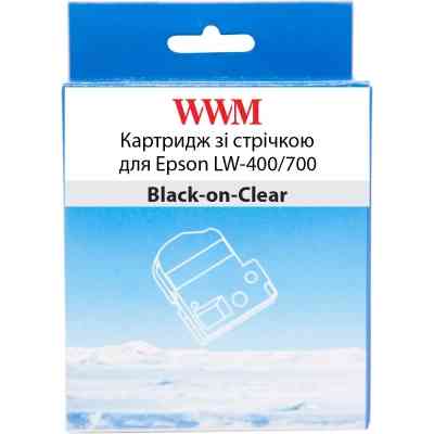 Стрічка для принтера етикеток WWM для Epson LW-400/700 6mm х 8m Black-on-Clear (WWM-ST6K) Вінниця
