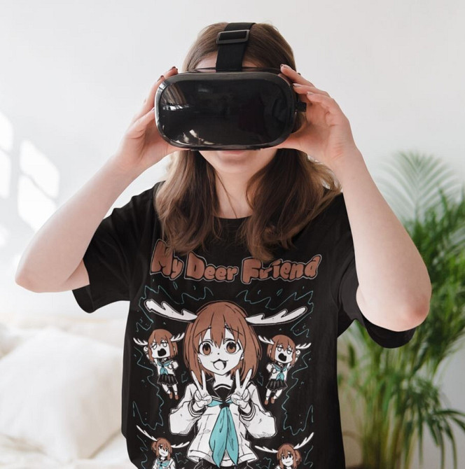 Футболка з аніме принтом Мй Деер Фріенд Нокотан оверсайз (S/M/L) Чорний AnimeJ0914 Дніпро - фото 3