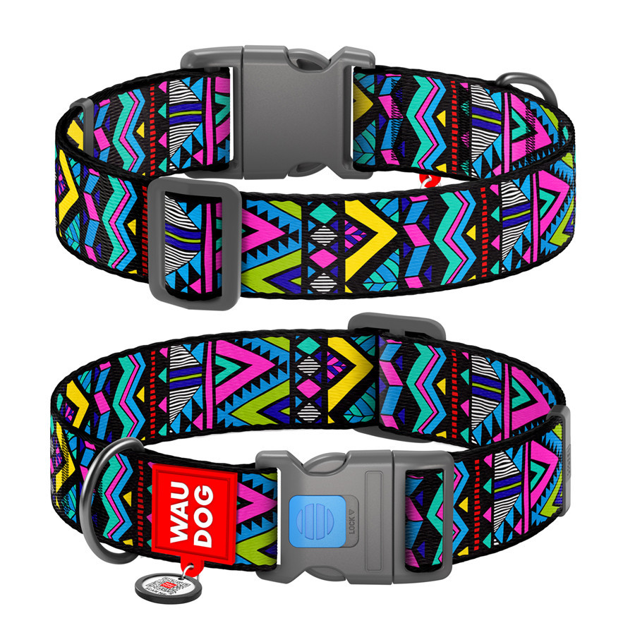 Нашийник для собак нейлоновий WAUDOG Nylon з QR-паспортом, малюнок "Інді", пластиковий фастекс, XXL, Ш 35 мм Вінниця - фото 1