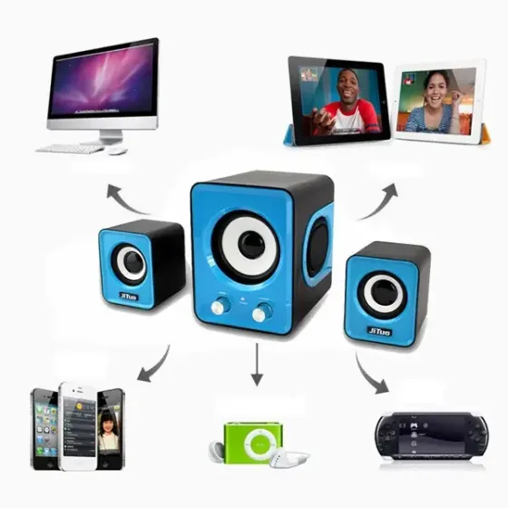 Музичні колонки для комп'ютера 2.1 FT-202, USB живлення, Mini Jack AUX, регулятор гучності та басів Київ