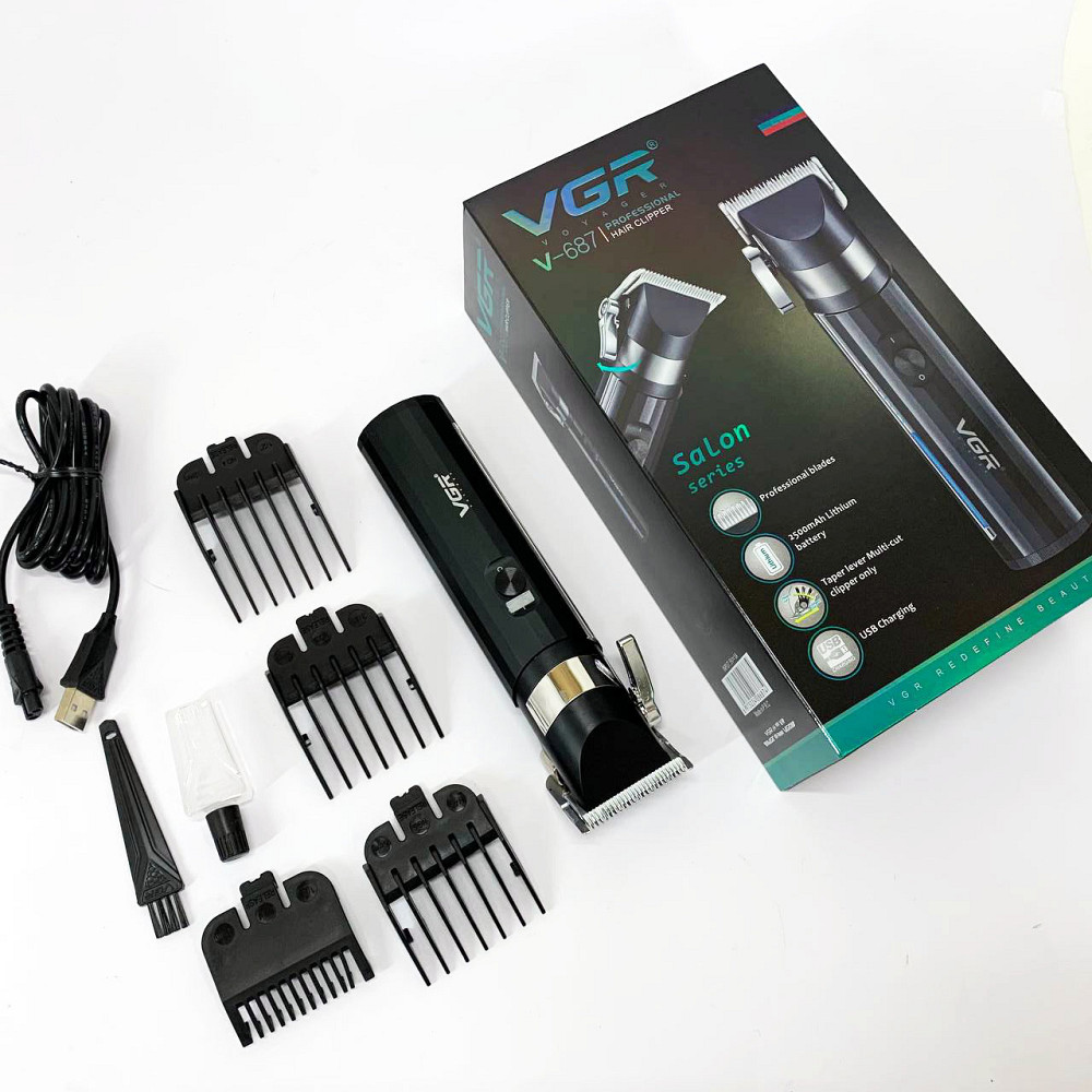 Професійний тример з насадками VGR V-687, Бездротовий професійний тример для чоловічої стрижки BL-69 Львів - фото 9