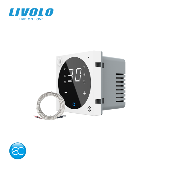 Розумний Wi-Fi терморегулятор (термостат) сенсорний програмований для електричної теплої підлоги LIVOLO, білий, модуль без рамки (VL-FCQ1Z2-2WPS23) Коломия