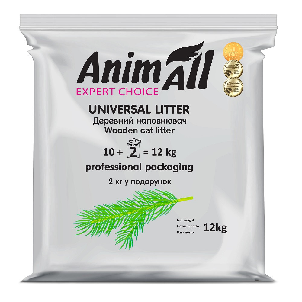 Древесный наполнитель AnimAll АнимАлл без аромата для кошек, 10+2 кг в подарок Киев - изображение 1