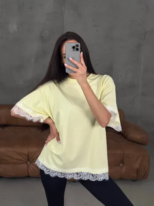 Женская футболка негабаритного размера с кружевом — трендовая основа на каждый день Одесса - изображение 9