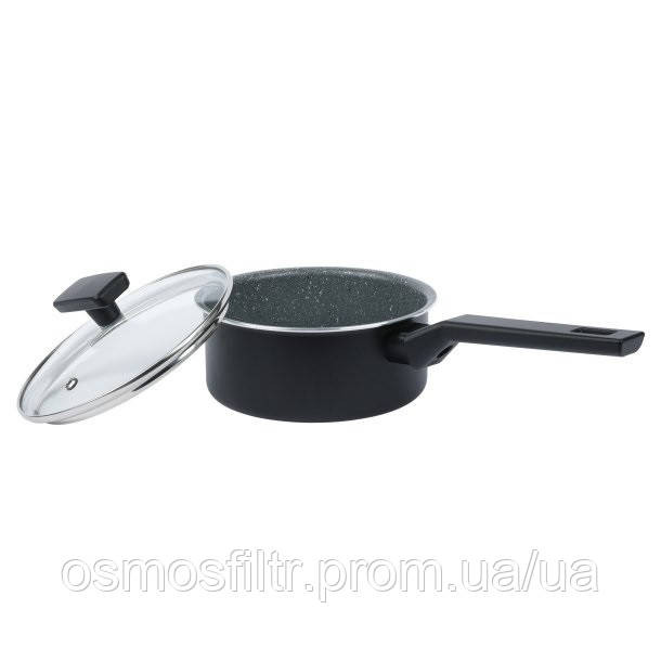 Ковшик Axentia Blackline Ø 16 см стекл крышка аллюминий антипригарное покрытие PTFE (135616) Киев - изображение 2