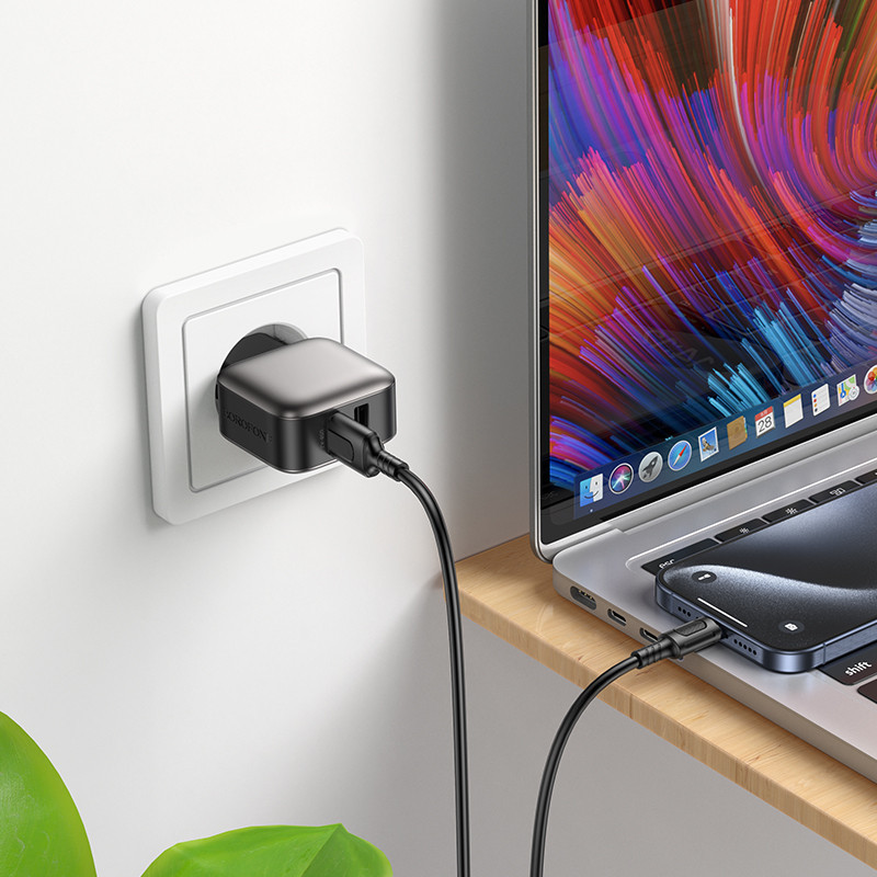 Мережевий зарядний пристрій BOROFONE BAS51A Absolute dual-port charger set(Type-C) Black Київ - фото 8