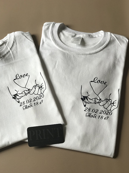Парні футболки для хлопця та дівчини з ручками та датами вашої річниці Чернівці - фото 2