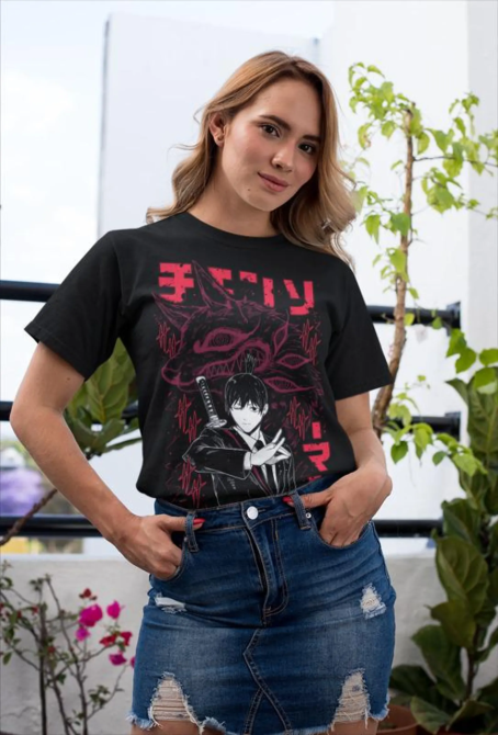 Футболка з аніме принтом Людина-бензопила оверсайз (S/M/L) Чорний AnimeJ0586 Дніпро - фото 3