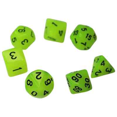Набор кубиков для настольных игр Games 7 Days Glow in the dark 7 Dice Set - Yellow (g7dglow01) Винница