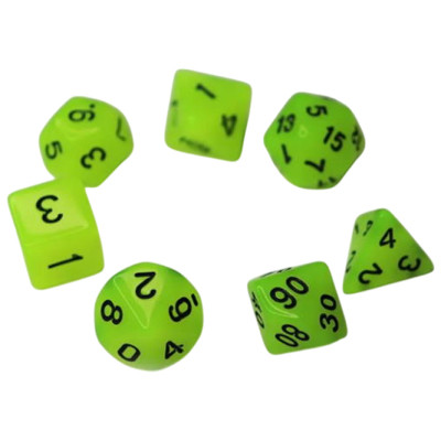 Набор кубиков для настольных игр Games 7 Days Glow in the dark 7 Dice Set - Yellow (g7dglow01) Винница - изображение 1