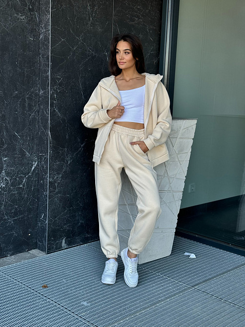 Флисовый женский спортивный костюм Молочный 46/48 Харьков - изображение 3
