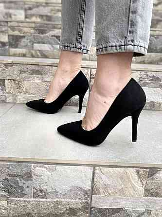 Туфлі жіночі S.S чорні еко-замша каблук 9 см розміри 36-41 (2754) Коломыя