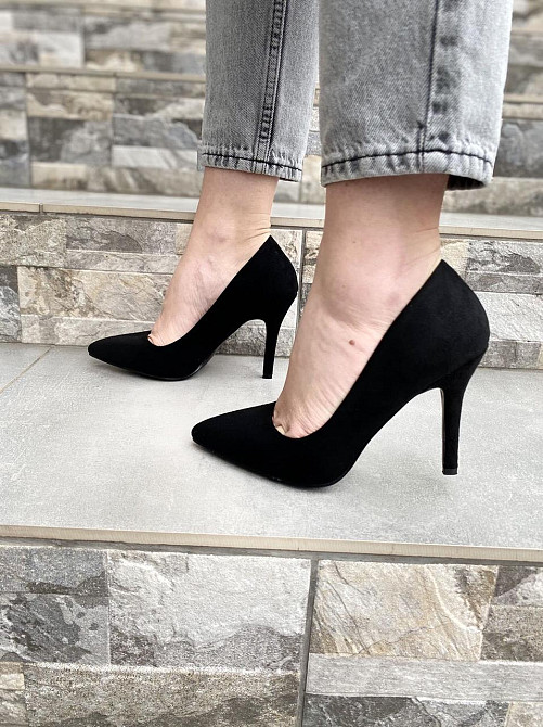 Туфлі жіночі S.S чорні еко-замша каблук 9 см розміри 36-41 (2754) Коломыя - изображение 2