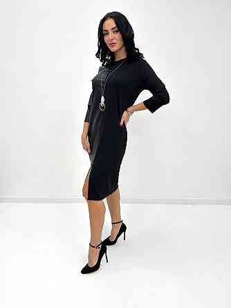 Платье миди с экокожей Martina 42-44, Черный Киев