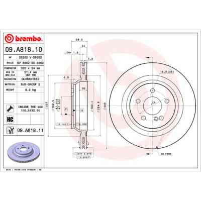 Тормозной диск Brembo 09.A818.11 Винница