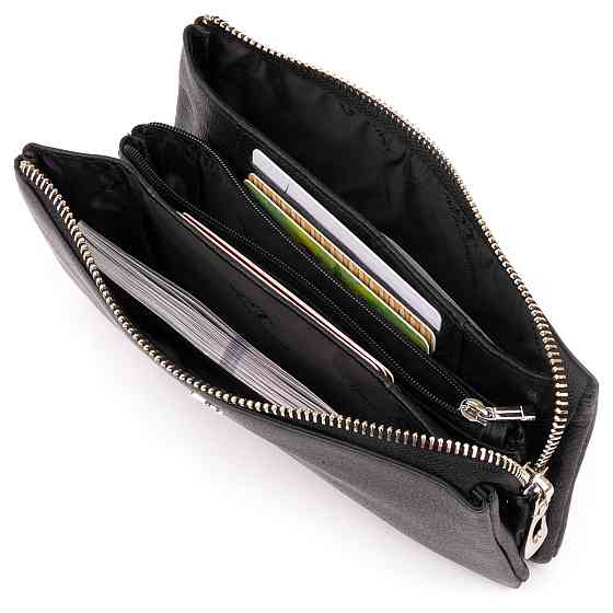 Вместительный клатч на два отделения женский ST Leather 19246 Черный Киев