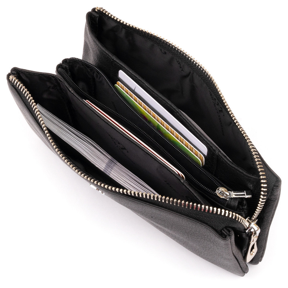 Вместительный клатч на два отделения женский ST Leather 19246 Черный Киев - изображение 6