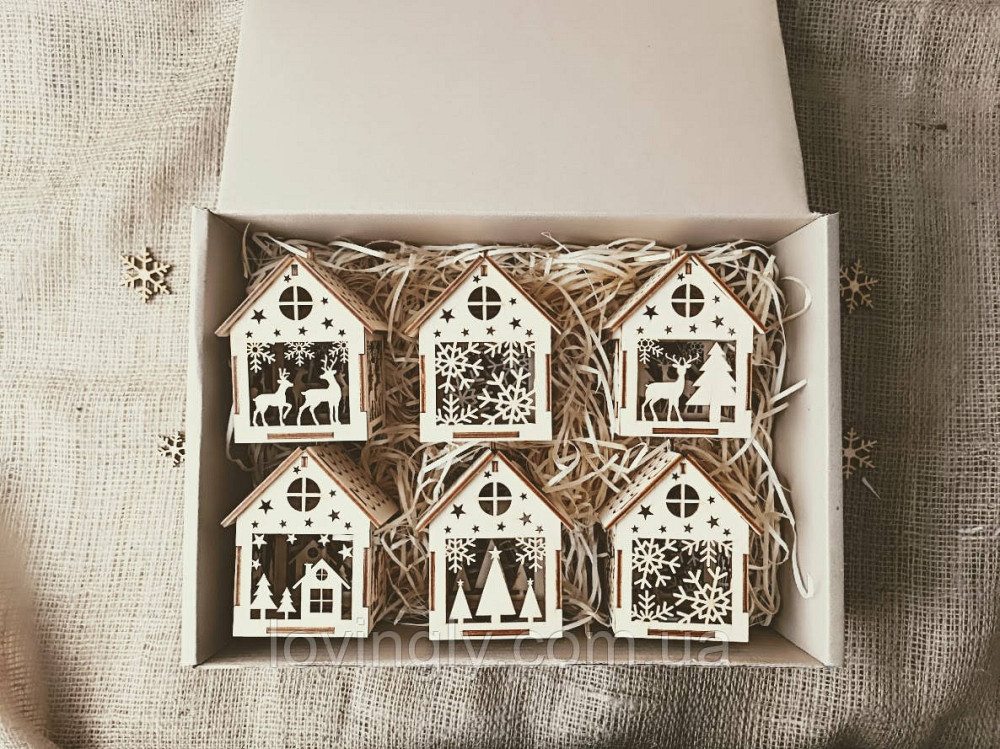 Подарочный набор из шести домиков LED подсветка 10 см Ирпень - изображение 3