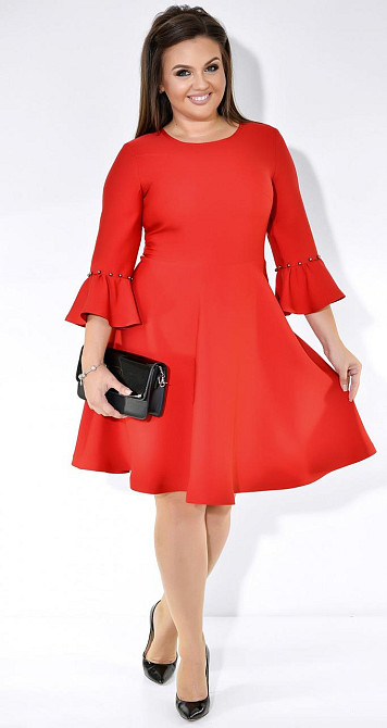 Червоне ніжне плаття з розкльошеною спідницею (42) Київ - фото 5