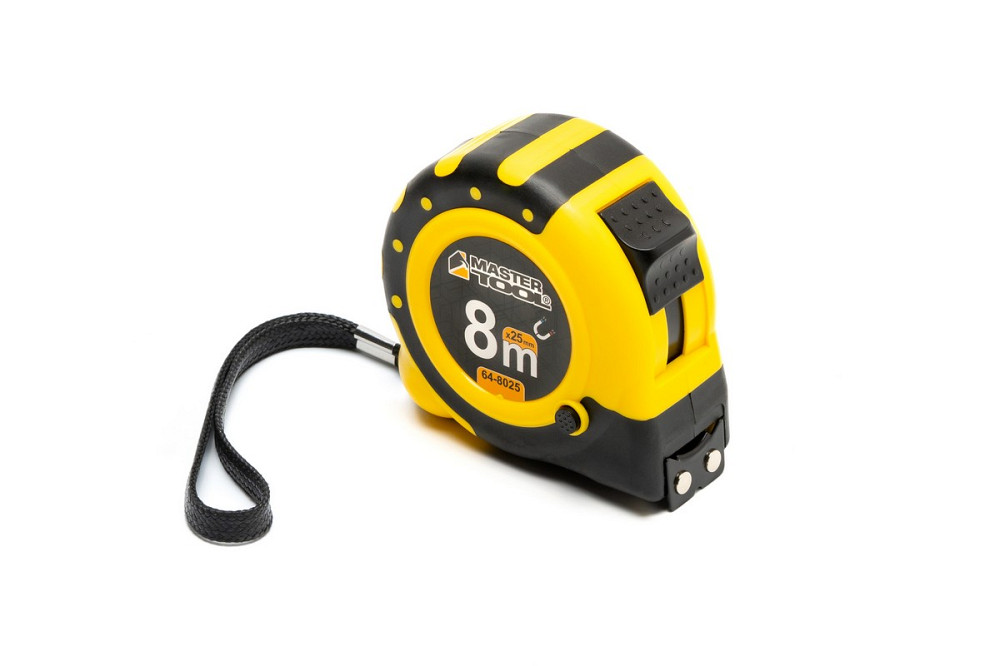 MASTERTOOL Рулетка MASTERTOOL 8 м×25 мм з магнітами 2 фіксатори кнопка STOP покриття TPR нейлон Киев - изображение 2
