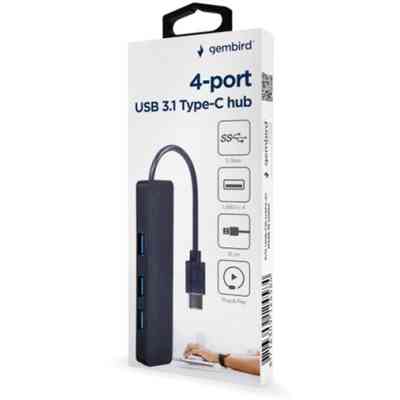 Концентратор Gembird USB-C UHB-U3P4-01 4 ports USB 3.1 (UHB-CM-U3P4-01) Винница
