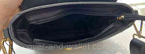 Стильна жіноча сумка крос-боді з фактурної шкіри чорного кольору Virginia Conti Київ