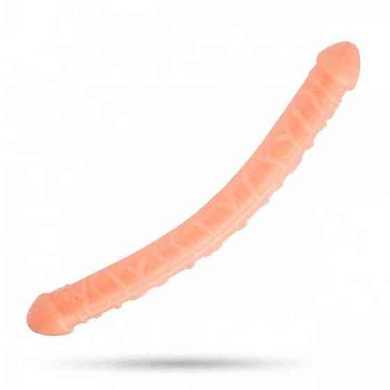 Двосторонній фалоімітатор "Double Dong" - 31,5*3,5 см - Тілесний Вінниця