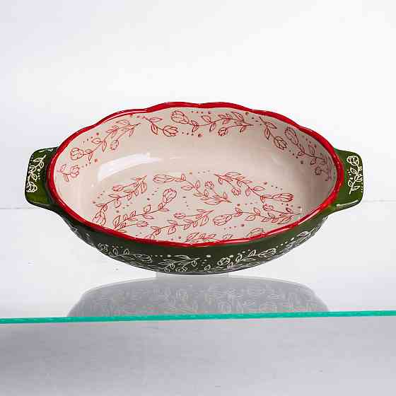 Форма для запікання Vintage 25×15×5 (см) овальна з ручками Зелена HM05-01 Коломия