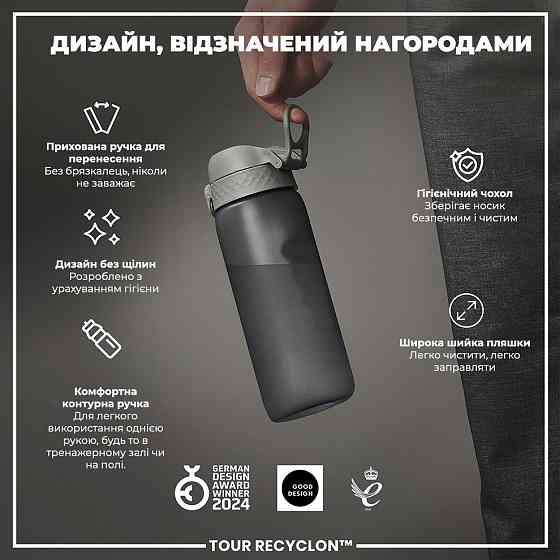 Пляшка для води ION8 750 мл. (ЕКО пляшка) BPA Free, Grey Кам'янське