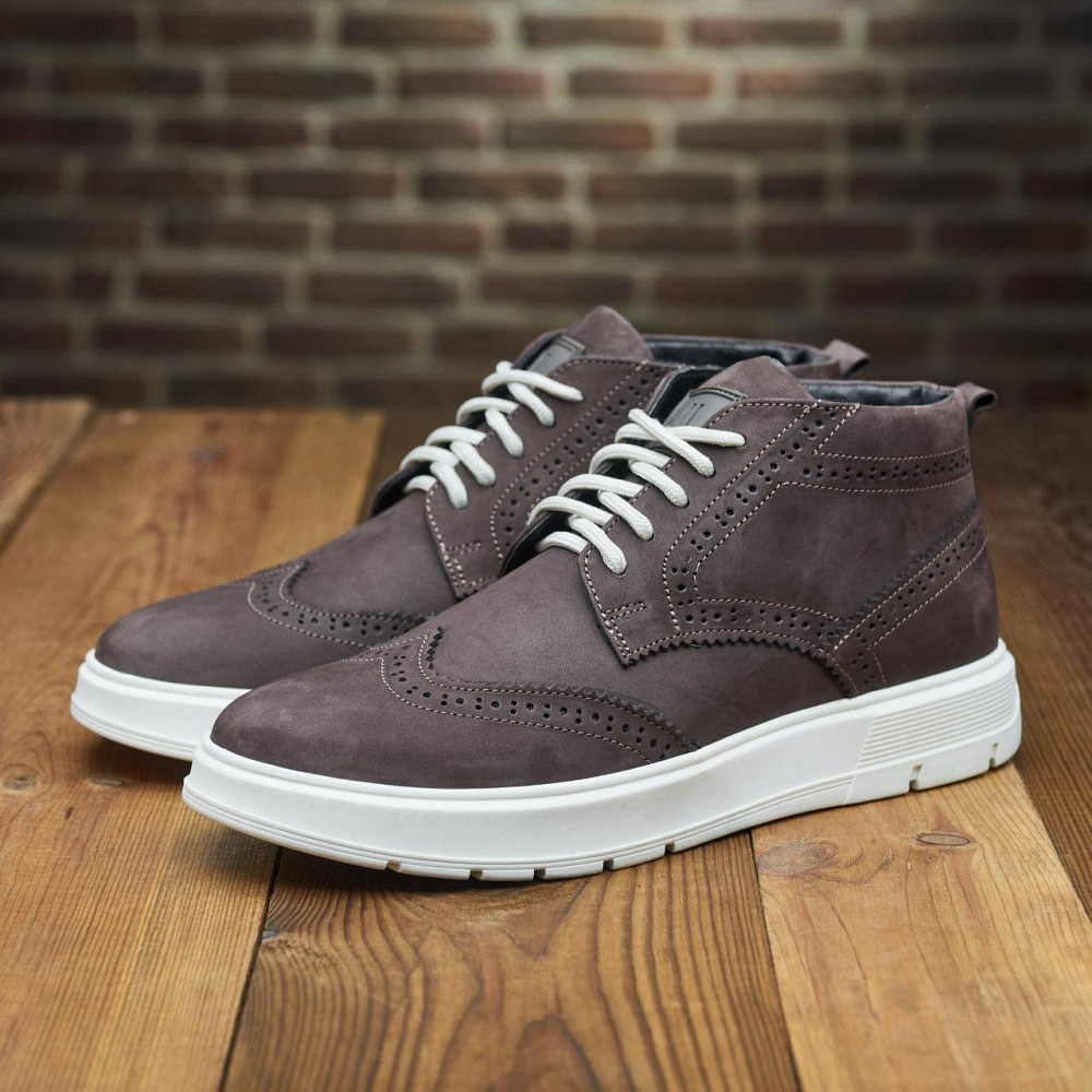 Чоловічі зимові стильні черевики з натуральної шкіри та теплого хутра 25026 Харків - фото 1