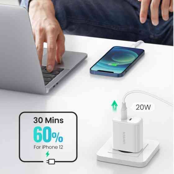 Зарядний пристрій 2xUSB 40W PD (2xType-C) PD CD243 Ugreen Білий (10343) Киев