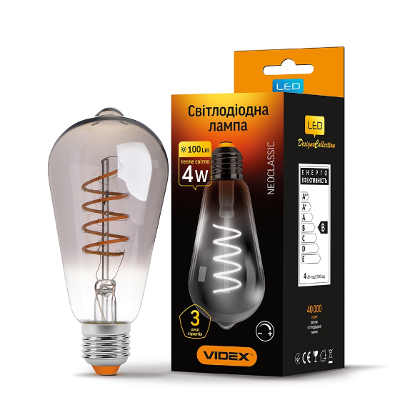 Лампа ST64 4W E27 2100К 220V Filament GD LED Videx Житомир - фото 1