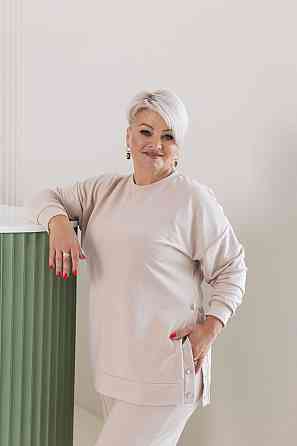 Женский стильный повседневный костюм двунитка Беж, 60/64 Одесса