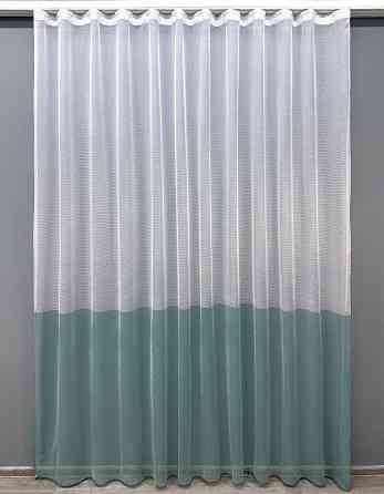 Тюль VR-Textil 1749т Сітка Льон Білий з бірюзовим 300х250 см (42-0758) Київ